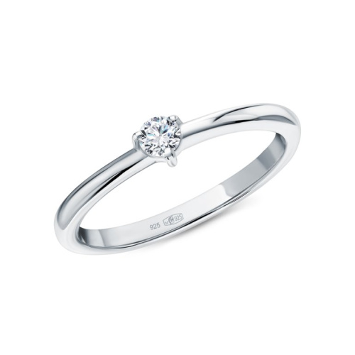 Серебряное кольцо с бриллиантами выращенными