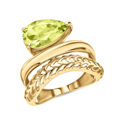 Золотое кольцо с кварцами лимонными