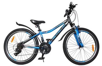 Подростковый велосипед Stels Navigator 410 V 21 sp 24, год 2026, цвет Черный-Синий, ростовка 12