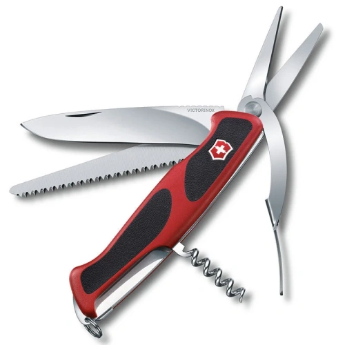 Многопредметный складной нож Victorinox RangerGrip 71 Gardener 0.9713.C, сталь X55CrMo14, рукоять нейлон, 130мм 7 функций красно-чёрный