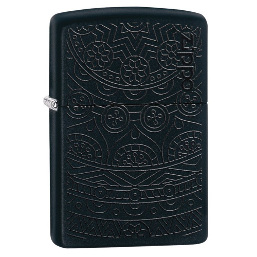 Зажигалка ZIPPO Tone on Tone Design с покрытием Black Matte, латунь/сталь, чёрная, 36x12x56 мм