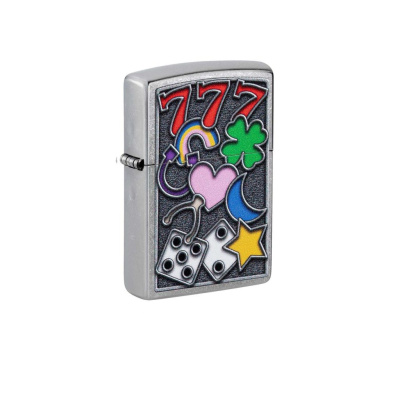 Зажигалка ZIPPO All Luck с покрытием Street Chrome, латунь/сталь, серебристая
