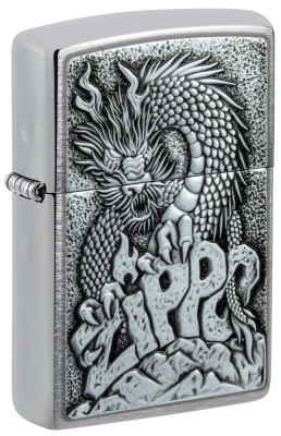 Зажигалка ZIPPO Classic с покрытием Brushed Chrome, латунь/сталь, серебристая