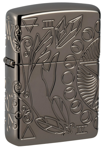 Зажигалка ZIPPO Armor® Wicca Design с покрытием Black Ice®, черная