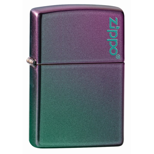 Зажигалка ZIPPO Logo Classic с покрытием Iridescent, латунь/сталь, фиолетовая, матовая, 36x12x56 мм