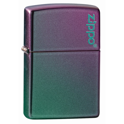 Зажигалка ZIPPO Logo Classic с покрытием Iridescent, латунь/сталь, фиолетовая, матовая, 36x12x56 мм
