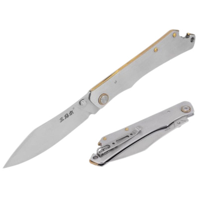 Складной нож SanRenMu 9306, сталь 8Cr13MOV, рукоять сталь, серебристый
