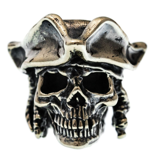 Бусина для темляка Пират в треуголке, мельхиор