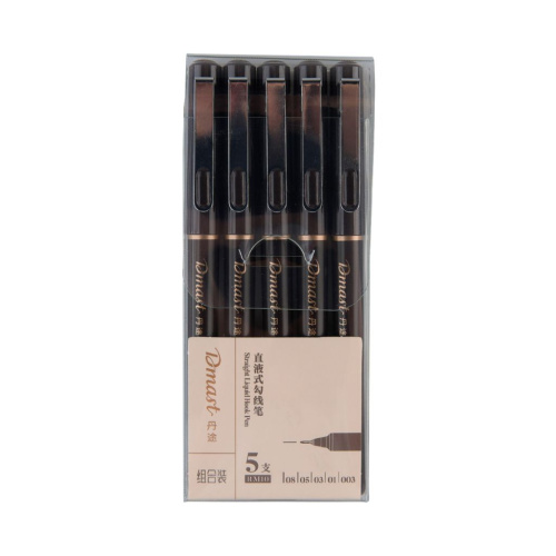 Набор капиллярных ручек Dmast черные 5 шт (003,01,03,05,08) в блистере