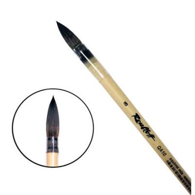 Кисть белка микс №8 круглая Roubloff "QA10" короткая ручка в пленочной обойме