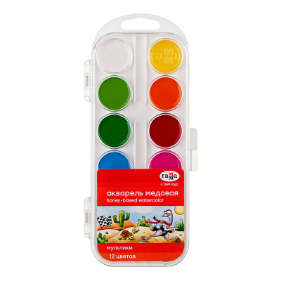 Набор акварели Гамма "Мультики" 12 цв + кисть в пласт. уп