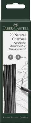 Набор угля натурального Faber-castell "Pitt Monochrome" 12 шт 3-6 мм в картонной коробке