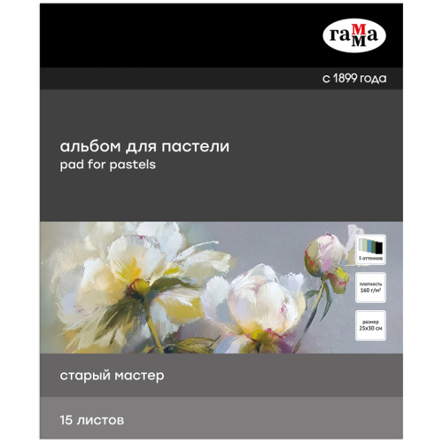 Альбом-склейка для пастели Гамма "Старый Мастер" 25х30 см 15 л 160 г, 5 цветов, холодные тона