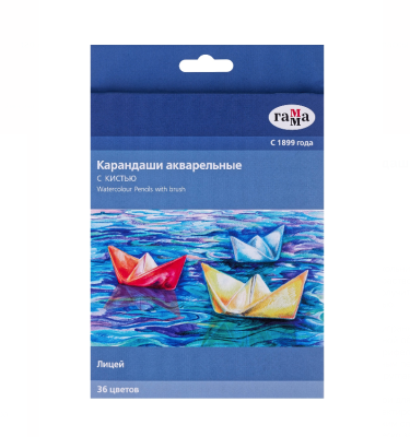 Набор карандашей акварельных Гамма "Лицей" 36 цв + кисть, в картоне