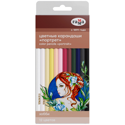 Набор карандашей цветных Гамма "Хобби. Портрет" 12 цв.,заточен., ПВХ, европодвес
