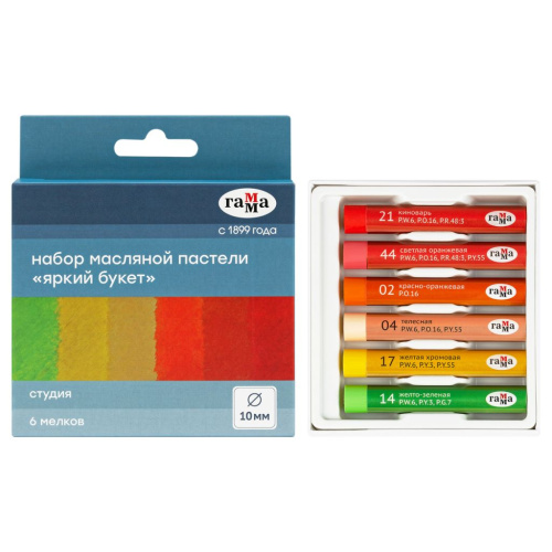 Набор пастели масляной Гамма "Студия", "Яркий букет", 6 цветов, картон. упак., европодвес