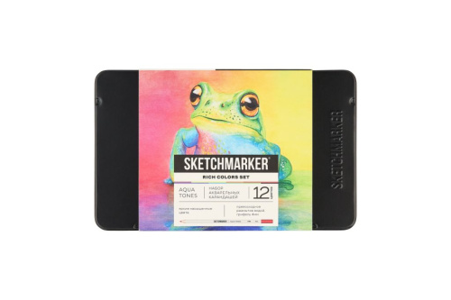 Набор карандашей акварельные Sketchmarker "Яркие цвета", 12 цветов, жестяной пенал