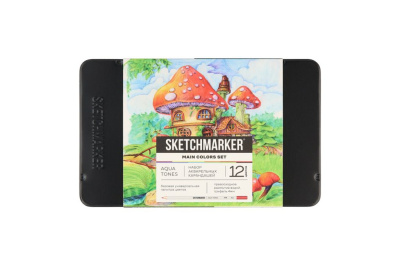 Набор карандашей акварельные Sketchmarker "Основные цвета", 12 цветов, жестяной пенал