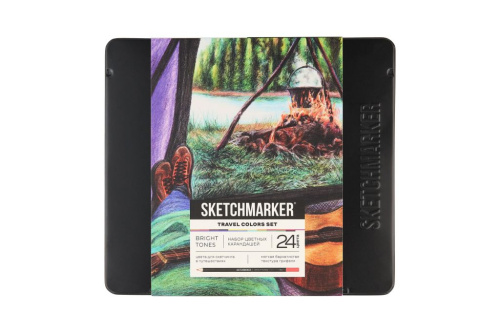 Набор карандашей цветные Sketchmarker "Путешествия", 24 цвета, жестяной пенал