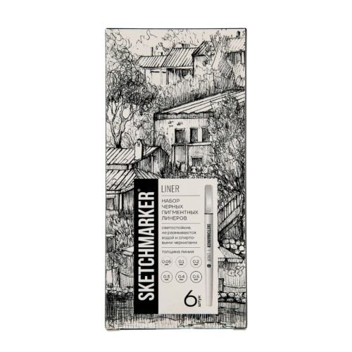 Набор ручек капиллярных SKETCHMARKER 6шт (0.05, 0.1, 0.2, 0.3, 0.4, 0.5мм) NEW