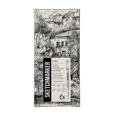 Набор ручек капиллярных SKETCHMARKER 6шт (0.05, 0.1, 0.2, 0.3, 0.4, 0.5мм) NEW