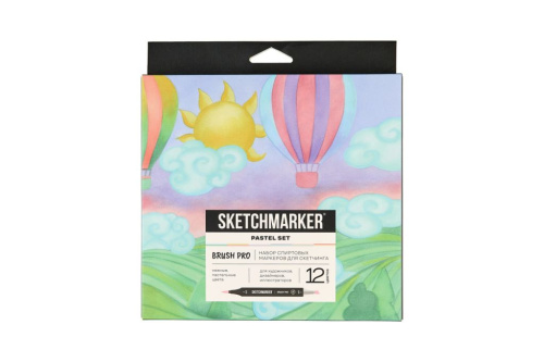 Набор маркеров Sketchmarker "Brush Pro Pastel Set" 12 цветов в картонной упаковке