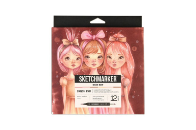 Набор маркеров Sketchmarker "Brush Pro Skin Set" 12 цветов в картонной упаковке