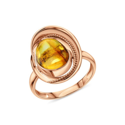 Золотое кольцо с янтарями природными