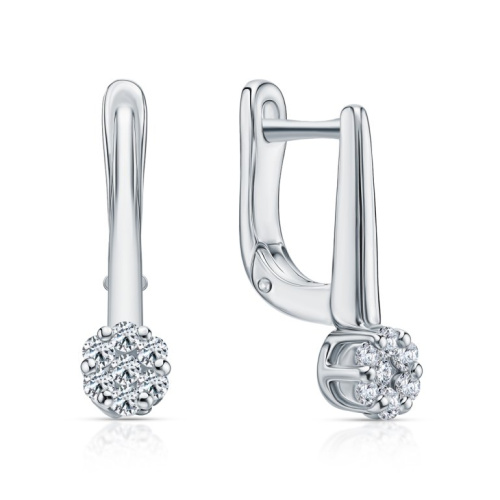 Серебряные серьги с бриллиантами выращенными