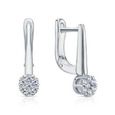 Серебряные серьги с бриллиантами выращенными