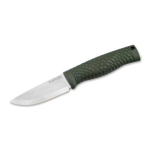 Нож с фиксированным клинком Boker Bronco Mini Green Scandi, сталь CPM-3V, рукоять термопластик, зеленый