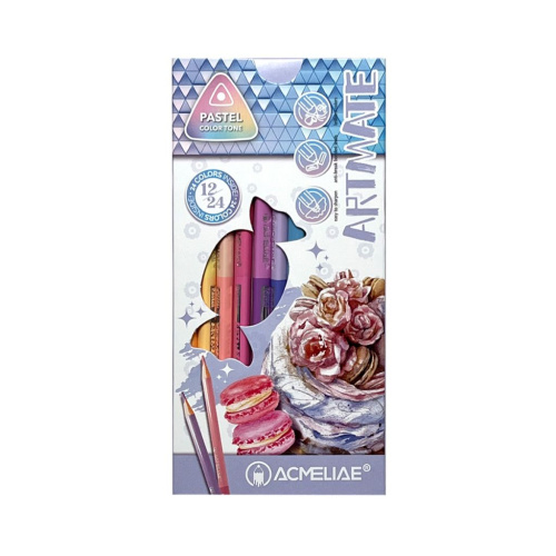 Набор пастельных двусторонних карандашей Acmeliae "Pastel Artmate" 12 шт/24 цв, в картоне