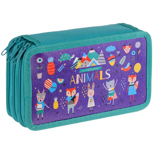 Пенал 3 отделения ArtSpace "Animals" 190*110 мм, ламинированный картон