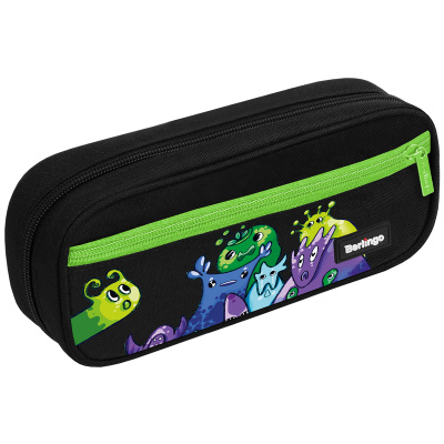 Пенал мягкий 1 отделение, 1 карман Berlingo "Monsters"22х9,5х5 см, полиэстер, откидная планка