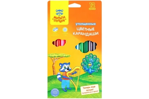 Набор карандашей цветные Мульти-Пульти "Приключения Енота", 12 цв., короткие, заточен., картон, евро
