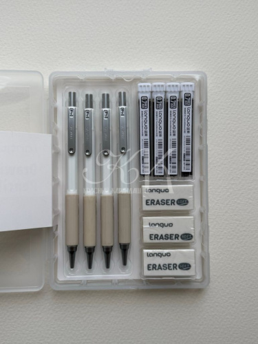 Набор 11 предметов Languo, (карандаши мех.0,7 мм, грифели, ластики)