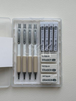 Набор 11 предметов Languo, (карандаши мех.0,5 мм, грифели, ластики)