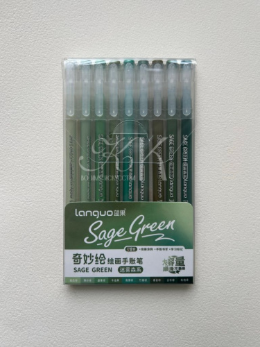 Набор ручек гелевых Languo, 0,6 мм, 9 цветов, зеленые цвета