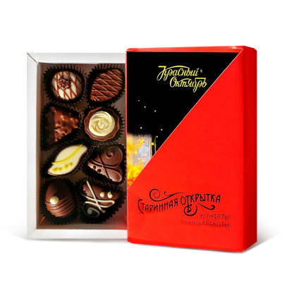Набор шоколадных конфет Старинная открытка, Красный Октябрь, 85 гр.