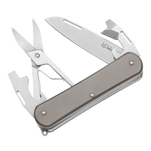 Складной нож многофункциональный Fox Vulpis, сталь M390, рукоять титан, серый