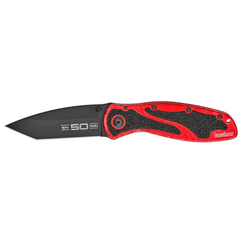 Нож KERSHAW Blur 1670K50W, сталь BDZ-1, рукоять алюминиевый сплав (6061 T-6) / Trac-Tec красно-черный