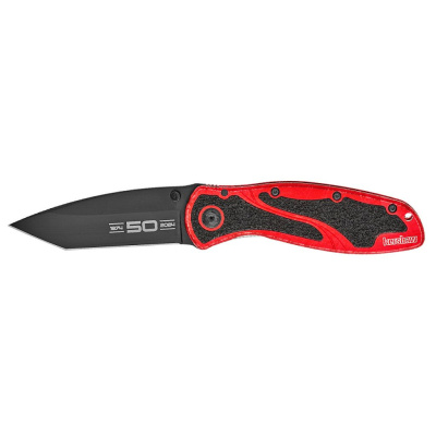 Нож KERSHAW Blur 1670K50W, сталь BDZ-1, рукоять алюминиевый сплав (6061 T-6) / Trac-Tec красно-черный