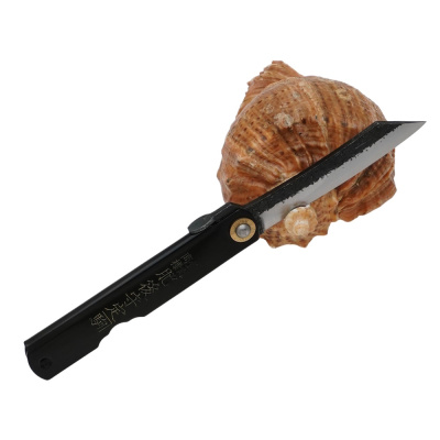 Складной нож Nagao Higonokami Tsuchime, 80мм, сталь Aogami Kurouchi, рукоять металл, черный