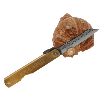 Складной нож Nagao Higonokami Tsuchime, 80мм, сталь Aogami Migaki, рукоять латунь
