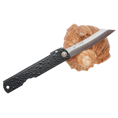 Складной нож Nagao Higonokami Water splash, 80мм, сталь Aogami, рукоять металл, черный