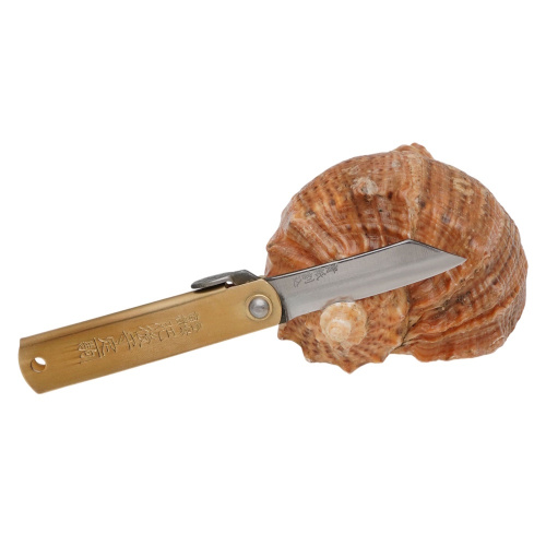 Складной нож Nagao Higonokami Warikomi, 50мм, сталь Aogami, рукоять латунь, без чехла