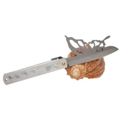 Складной нож Nagao Higonokami Papilio - Butterfly, 100мм, сталь Aogami Silver, рукоять металл