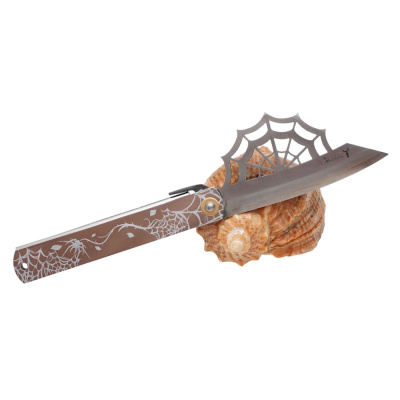 Складной нож Nagao Higonokami Aranea - Spider, 100мм, сталь Aogami Silver, рукоять металл