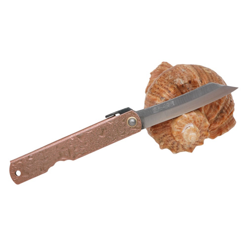 Складной нож Nagao Higonokami Water splash, 80мм, сталь Aogami, рукоять металл, розовый