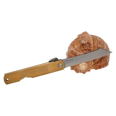 Складной нож Nagao Higonokami Warikomi Mitsuo, 70мм, сталь Aogami, рукоять латунь